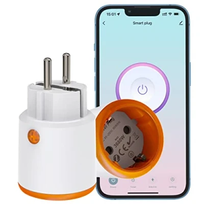 Bild av PHOVOLT ZigBee 16A smart plugg, Alexa 3680W plugg med wattmeter, röststyrning, timer, kompatibel appfjärrkontroll, Google Home. HUB krävs (1 förpackning)