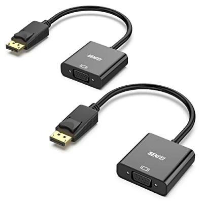 Bild av BENFEI DisplayPort till VGA, DP guldpläterad VGA adapter (hane hona) kompatibel med Lenovo, Dell, HP, ASUS, 2 st