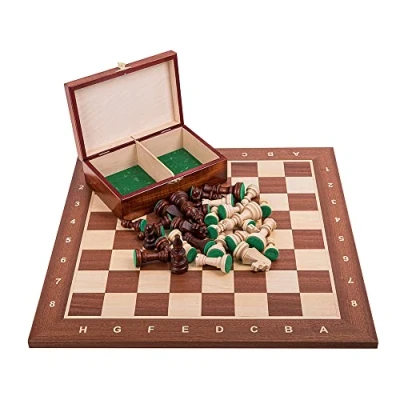 Bild av SQUARE Pro Schack Set No. 6 MAHOGNY Schackspel Schackfigurer och schackbräde av trä