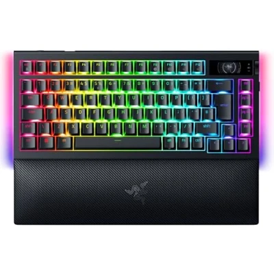 Bild av Razer BlackWidow V4 Pro 75% Trådlöst hot swappable gaming tangentbord OLED display (kommandorad, 4K Hz &amp; Bluetooth anslutning, magnetiskt handledsstöd) US Layout ISO Svart