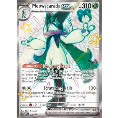 Bild av Jätte pokemonkort för kampanjer, GX kort, VMAX, EX, Vstar eller V, Jumbo storlek XXL, reklambox, officiella engelsk språk (Meowscarada EX)