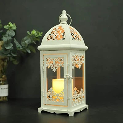 Bild av JHY DESIGN Ljuslyktor i glas, 38 cm höga ljushållare metall, vintage hängande lykta, dekorativ vindlampa, prydnader för trädgård, balkong, inomhus, utomhus, fest, bröllop, vardagsrum, hem, uteplats