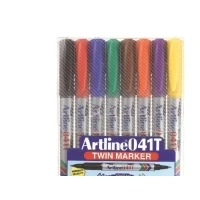 Bild av Märkpenna Artline EK 041T Twin Marker set med 8 färger