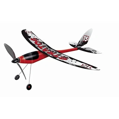 Bild av Paul Günther 1629 Stratos propellerflygplan, segelflygplan med gummimotor, flyger upp till 100 m bred, ca 53 x 50 cm stor, lämplig för barn från 6 år