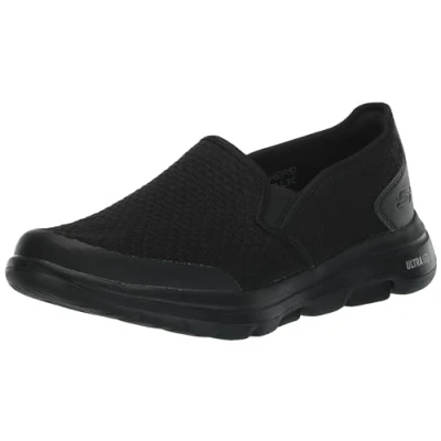 Bild av Skechers Herr GO Walk 5 APPRIZE Slip On träningsskor, svart textil/syntetisk/svart trim, 10.5 UK, textil syntetisk 45.5 EU