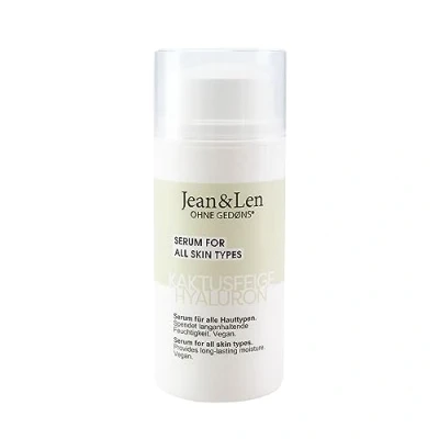 Bild av Jean &amp; Len Moisturising Serum Prickly Pear Hyaluron, för alla hudtyper, perfekt som makeupbas, fräschar upp uttorkad hud, ansiktsserum utan parabener silikoner, vegan, 30ml