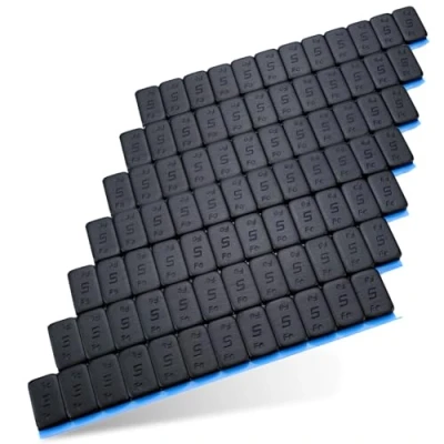Bild av 7 balanseringsvikter svart 12 x 5 g I självhäftande vikter stålvikter limstång 60 med rivkant galvaniserad och plastbelagd 0,42 kg