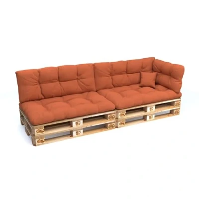 Bild av POKAR pallkuddar pallmöbler set om 6 st: sittdyna 120 x 80 ryggstöd 40, orange