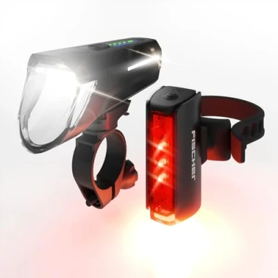 Bild av FISCHER FAHRRAD PLUS 110 + TWIN STOP Cykelljussats LED (RGB) Svart