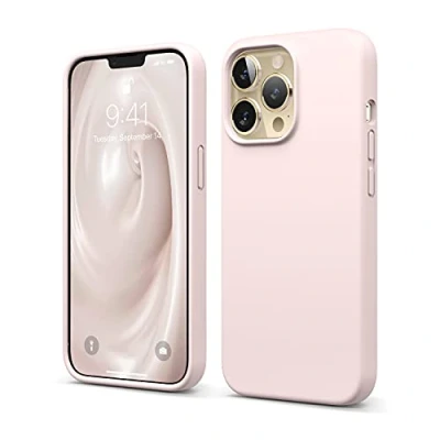 Bild av elago Flytande silikonfodral kompatibelt med iPhone 13 Pro fodral (6,1 tum), premiumsilikon, helkroppsskydd 3 lager stöttåligt telefonfodral, reptåligt mjukt mikrofiberfoder (kärleksrosa)