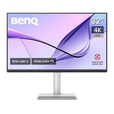 Bild av BenQ MA320U 32 tums 4K 3840x2160 bildskärm för MacBook Pro/Air, dubbel USB C, 90 W effektleverans, Mac Color Match, hubb, styrning av ljusstyrka och volym på Mac, Justerbart ställ, P3 färgomfång