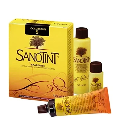 Bild av Sanotint hårfärg nr 05 &quot;guldbrun&quot; 1 x 125 ml naturlig med värdefulla växtbaserade aktiva ingredienser guldhirs, druvbladesextrakt, olivoljekt och björkextrakt