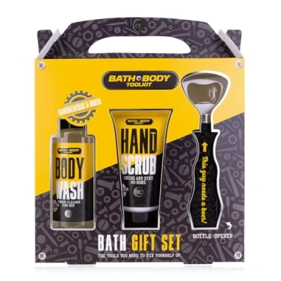 Bild av Accentra BATH + BODY TOOLKIT presentset för män med flasköppnare vårdset 100ml bad &amp; duschgel, 50ml handskrubb i cool design