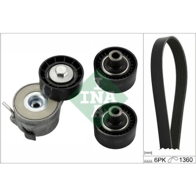 Bild av INA 529 0404 10 Jeu de courroies trapézoïdales à nervures Contrôler et changer roue libre alternateur si nécessaire PEUGEOT: 206 3/5 portes