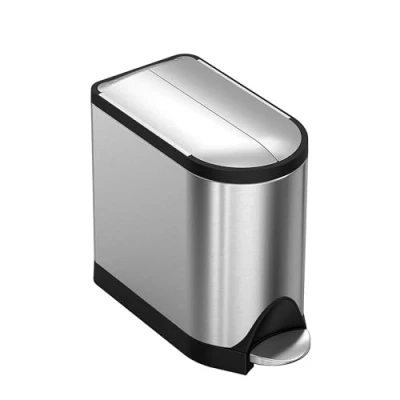 Bild av simplehuman CW1899 10 l fjärilspedalfack, liten soptunna för badrum sovrum kontor, stark stålpedal, tyst mjukt stängande lock, inre hink, halkfri bas, fingeravtryckssäker, borstat rostfritt stål