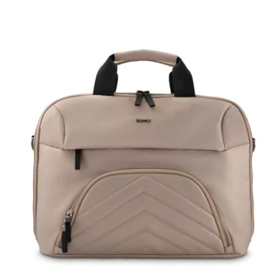 Bild av Hama laptopväska för 13,314,1 tum (lätt affärsväska som axelväska eller bärväska, notebookväska med två framfickor och arrangör, innerfack, surfplattefack, vadderat) beige