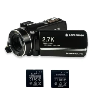 Bild av AgfaPhoto Realimove CC2700 videokamera 2,7K video, 24MP foton, 3,0 tums IPS pekskärm, 18 x digitalzoom, LED ljus, fjärrkontroll, 2 litiumbatteri