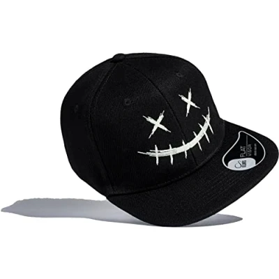Bild av Barnmössa: Scary Smile Glow in The Dark Basecap lysande mössa Cappy pojkar mössa, svart, one size
