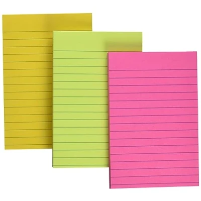 Bild av Post it Superklibbiga stora anteckningar, blandade färger, 101 mm x 152 mm, 3 fodrade dynor