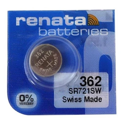 Bild av Renata klockbatterier, 2 stycken knappscellsbatterier med silveroxid, tillverkade i Schweiz, kvicksilverfria knappcellsbatterier, 1,55 V batterier lång livslängd (362 (SR721SW)