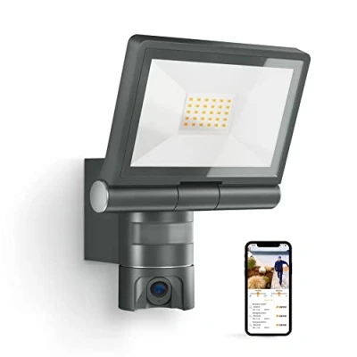 Bild av STEINEL sensorstrålkastare med kamera XLED CAM1 SC, intercom, HD kamera, 8 GB microSD, 180 IR sensor, räckvidd: 10 m, 21 W, LED modul, IP44, Antracit, 16.7 x 27.5 cm