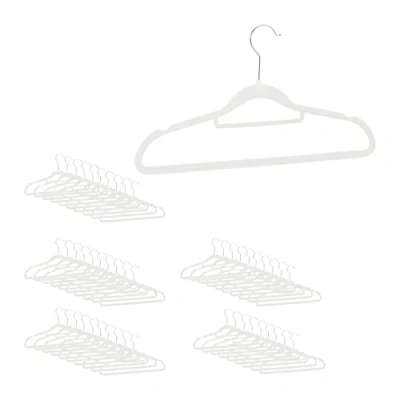 Bild av Relaxdays XXL klädgalge set, sammetshängare med byxstång, slipshållare, halkfri, vridbar, stor 50 pack, vit