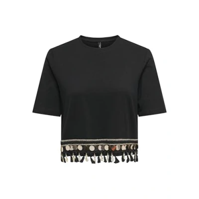 Bild av ONLY Onlfilippa LIFE Tassel Tshirt med print, Storlek: Large, Black