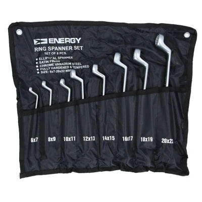 Bild av ENERGY NE01001SK8 Kit de clés polygonales doubles 6x7, 8x9, 10x11, 12x13, 14x15, 16x17, 18x19, 20x22 mm 8 Acier chrome vanadium