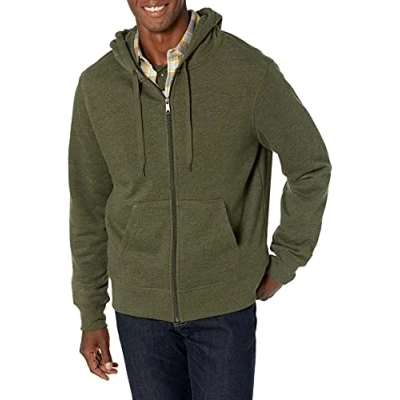 Bild av Amazon Essentials Men&#039;s Fleecetröja med hel dragkedja (finns i Big &amp; Tall), Olivgrön ljung, L