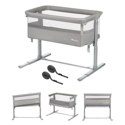 Bild av Bebeconfort Zina Co sleeper babysäng Från födseln upp till 6 månader (0 9 kg), hopfällbar bedside crib, 5 justerbara höjdlägen, lutningsbar madrass, enkel installation, Mineral Grey