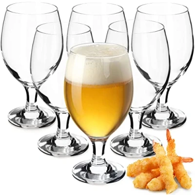 Bild av KADAX ölglasuppsättning, ölsida med glas, öltulpaner, veteglas för mörkt och lätt öl, hantverksölglas, ölkanna, pilsnerglas, ölglas, öl trofé (400 ml, 6 bitar transparent)
