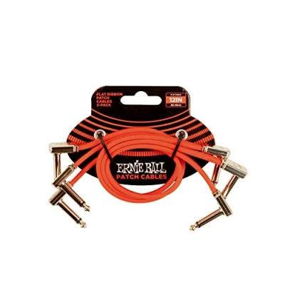 Bild av Ernie Ball 12&quot; Flat Ribbon Patch Cable 3 Pack Red