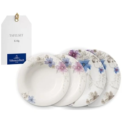 Bild av Villeroy und Boch Mariefleur Gris Basic bordsset, 12 delar, premium porslin, diskmaskin, mikrovågsugn, vit/färgglad