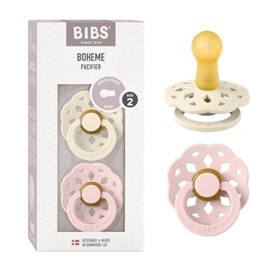 Bild av BIBS Boheme Napp 2 pack Latex Stl Rund, Ivory/Blossom