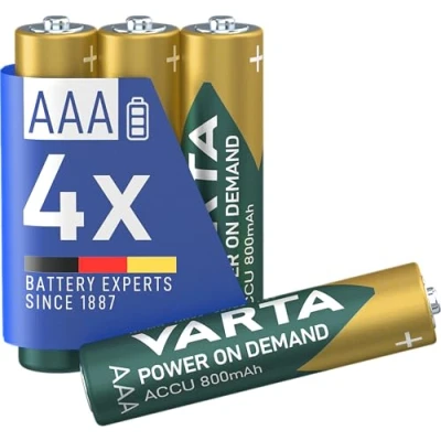 Bild av VARTA Rechargeable Accu Ready2Use förladdat AAA Ni Mh batteri (4 pack, 800 mAh), laddningsbart utan minneseffekt kan användas direkt