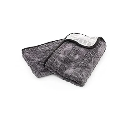 Bild av The Rag Company Gauntlet torkhandduk (2 pack) 70/30 blandning koreansk mikrofiber, designad för att torka fordon snabbare, grundligare och mer försiktigt än andra, 900 gsm, 38 cm x 61 cm, isgrå + grå