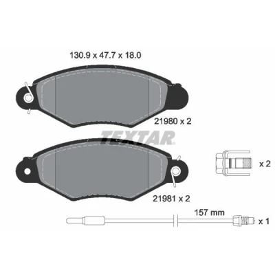 Bild av TEXTAR 2198003 Jeu de plaquettes frein contact signal d&#039;usure inclus avec vis d&#039;étrier accessoires RENAULT: Kangoo I