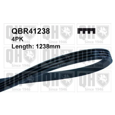 Bild av QUINTON HAZELL QBR41238 Courroie Poly V 1238 4 RENAULT: CLIO 2, Kangoo I, I Express, AUDI: A4 B6 Avant, Berline, B5 Berline