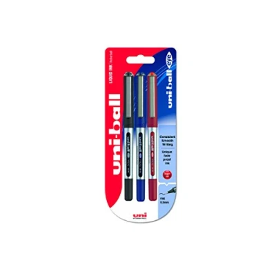 Bild av Uni ball 153486289 UB 150 Eye Micro Rollerball pennor, svart/blå/röd Super bläck, .5 mm spets, 3 pack