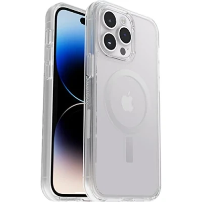 Bild av OtterBox Symmetry+ Clear skal för iPhone 14 Pro Max MagSafe, stöttåligt, fallsäkert, skyddande tunt skal, testad till militärstandard x3, antimikrobiellt skydd, Klar, Utan retailförpackning