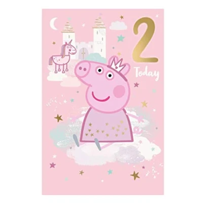 Bild av Officiell Peppa Pig ålder 2 födelsedagskort, prinsessan gris kort
