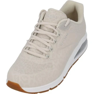 Bild av Skechers dam Sneaker Uno 2 In kat neato, Off White Tonal Leopard Tryck Durabuck Mesh, 39 EU