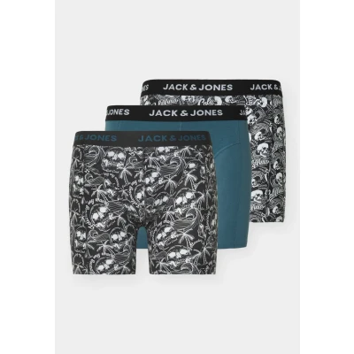 Bild av Jack &amp; Jones Jacdamon Skull Trunks 3 PACK Underkläder, Storlek: 4XL, Black/asphalt/oceanview