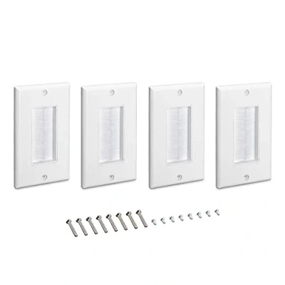 Bild av kwmobile 4 x skydd kabelgenomföring infälld med borste infällbar låda lock kabel ingång utgång vit