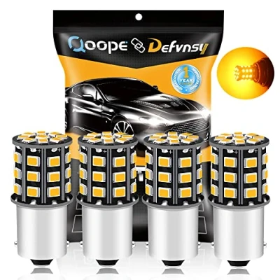 Bild av DEFVNSY Förpackning med 4 1156 BA15S 1141 1003 7506 P21W Super Bright Amber/Yellow 2835 33SMD LED lampor för 12 24V DC Blinkerslampor Sidomarkering Ljus Bromsljus