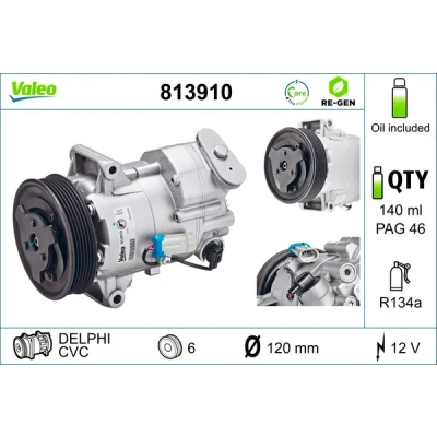 Bild av VALEO 813910 compresseur De Climatisation CVC 12 PAG 46 R 134a avec huile ECHANGE STANDARD OPEL: Astra J 5 portes