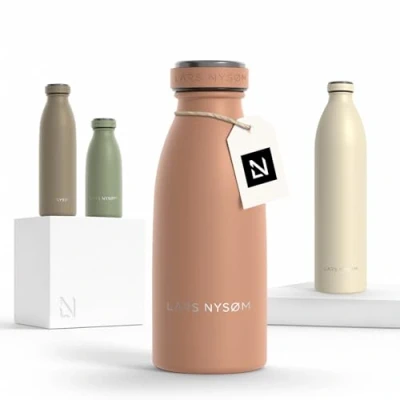 Bild av LARS NYSØM rostfri vattenflaska 350ml, 500ml, 750ml, 1L, 1,5 liter Termosflaska lämplig för kolsyrat Läcksäker sport, utomhus, skola (Blush Rose, 350ml)