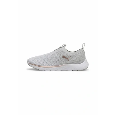 Bild av Puma Dam Softride Remi Slip on stickad WN&#039;s Road löparsko, Askgrå vit roséguld, 37.5 EU
