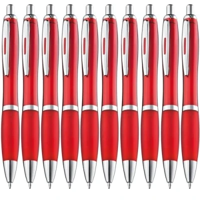 Bild av ZENSCRIBE® Ergonomisk kulspetspenna, 10 stycken, premium set, högkvalitativ, halkfri Kulli för enkel och mjuk skrivning, blågnande röd