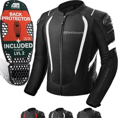 Bild av SHIMA MESH PRO motorcykeljacka herr airforce godkänd jacka rustning skydd jackor ventilation textilkläder sommar turing motorcyklar äventyrsutrustning nätjacka (herr, vit, XL)